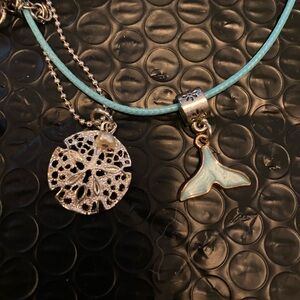 Silver and Blue Pendant Necklace Beach Set